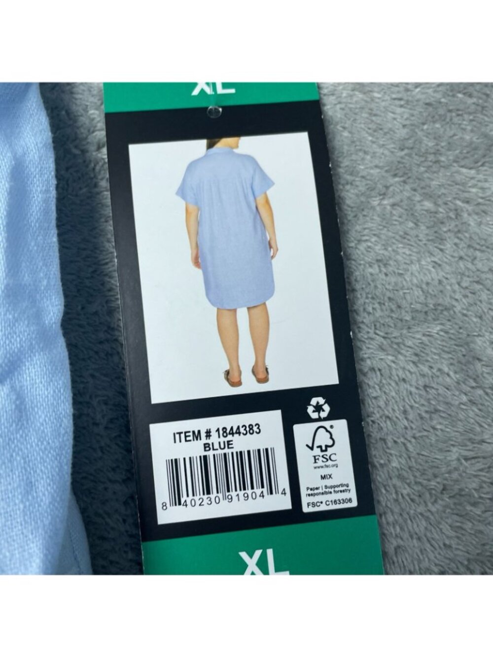 NWT Well Worn Women's XL Light Blue Button-Down Linen Blend Shirt Dress G2167 - Picture 8 of 12